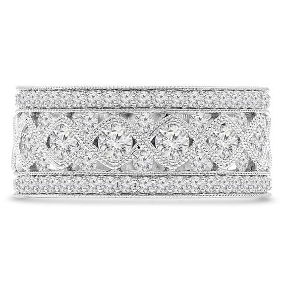 Majesty Diamonds MDR210169-3.5 1 CTW Round Diamond Vintage Cocktail Ring in 14K White Gold - Size 3.5