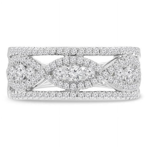Majesty Diamonds MDR210172-P 0.75 CTW Round Diamond Vintage Cocktail Ring in 14K White Gold