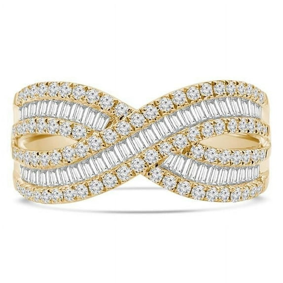 Majesty Diamonds MDR220005-8.5 1.1 CTW Baguette Diamond Infinity Cocktail Ring in 18K Yellow Gold - Size 8.5