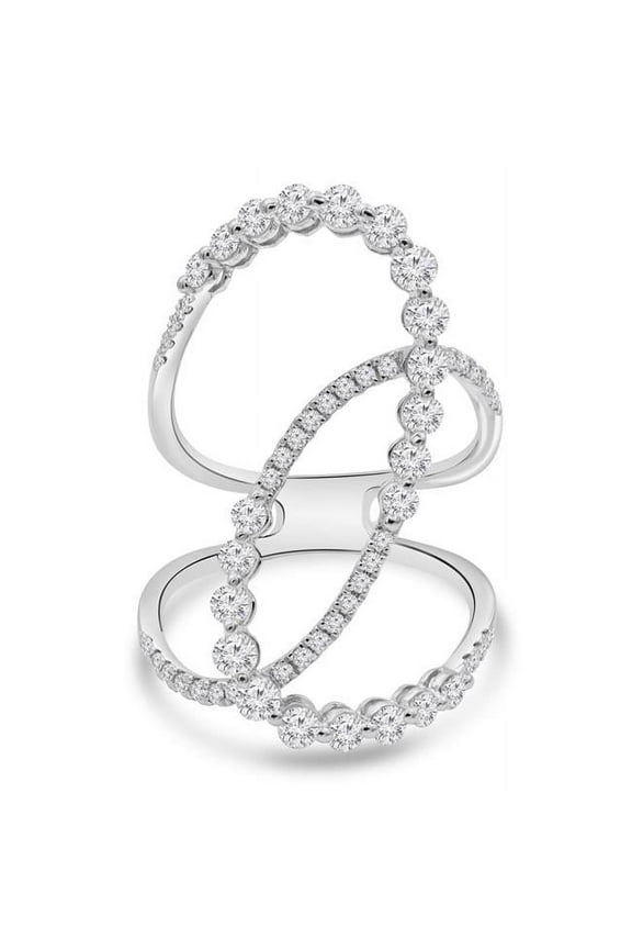 MDR220009-P 1.1 CTW Round Diamond Cross-Over Loop Cocktail Ring in 18K White Gold