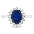 thumbnail image 1 of Majesty Diamonds MDR220048-4.5 3.25 CTW Oval Blue Sapphire Tapered Floral Oval Halo Engagement Ring in 14K White Gold - Size 4.5, 1 of 1