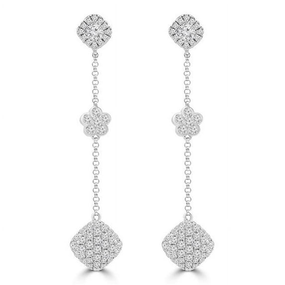 Majesty Diamonds MDR220198 1.17 CTW Round Diamond Drop & Dangle Earrings in 18K White Gold