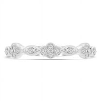 Majesty Diamonds MDR220209-9 0.17 CTW Round Diamond Vintage Clover Semi-Eternity Anniversary Wedding Band Ring in 14K White Gold - Size 9
