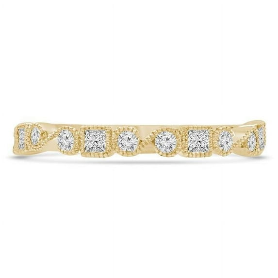 Majesty Diamonds MDR220216-3 0.4 CTW Princess Diamond Bezel Set Vintage Semi-Eternity Anniversary Wedding Band Ring in 14K Yellow Gold - Size 3