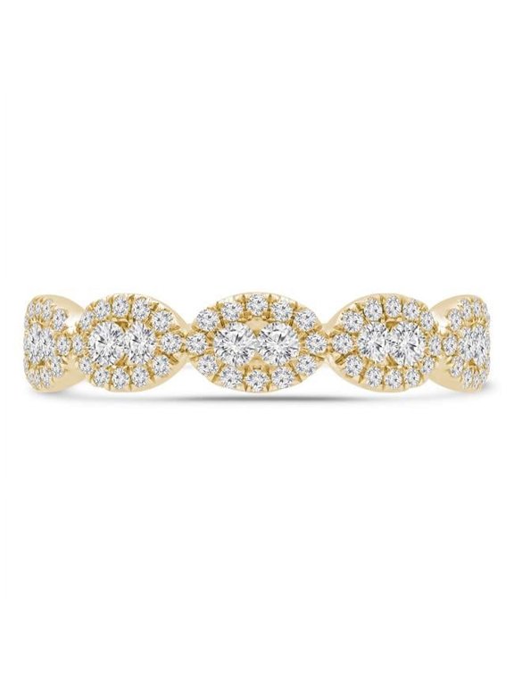 MDR220221-4 0.6 CTW Round Diamond 0.75 Way Twisted & Braided Semi-Eternity Anniversary Wedding Band Ring in 14K Yellow Gold - Size 4