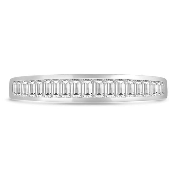 Majesty Diamonds MDR220223-5.5 0.5 CTW Baguette Diamond Channel Set Semi-Eternity Anniversary Wedding Band Ring in 18K White Gold - Size 5.5