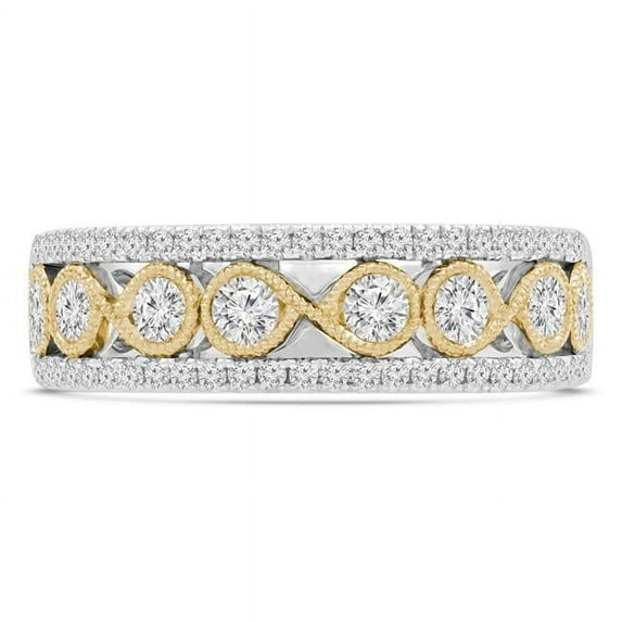 Majesty Diamonds MDR220224-7 0.67 CTW Round Diamond Vintage Infinity Semi-Eternity Anniversary Wedding Band Ring in 14K Two-Tone Gold - Size 7