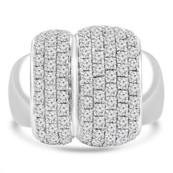 Majesty Diamonds 1.5 CTW Round Diamond Cocktail Ring in 18K White Gold - Size 9