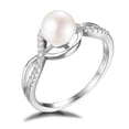 thumbnail image 1 of Majesty Diamonds MDS170108 White Pearl Cocktail Ring in .925 Sterling Silver - Size 6, 1 of 1