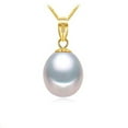 thumbnail image 1 of Majesty Diamonds MDS210007 18K Gold Plated Round White Freshwater Pearl Solitaire Pendant Necklace with Chain in 0.925 Yellow Sterling Silver, 1 of 1