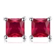 thumbnail image 1 of Majesty Diamonds MDS210119 Princess Red Nano Ruby Stud Earrings in 0.925 White Sterling Silver, 1 of 1