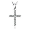 thumbnail image 1 of Majesty Diamonds MDS210128 Round White Cubic Zirconia Cross Pendant Necklace with Chain in 0.925 White Sterling Silver, 1 of 1