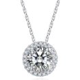 thumbnail image 1 of Majesty Diamonds MDS210301 1 CTW Round Moissanite Halo Pendant Necklace with Chain in 0.925 White Sterling Silver, 1 of 1