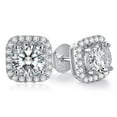 thumbnail image 1 of Majesty Diamonds MDS210313 1 CTW Round Moissanite Halo Stud Earrings in 0.925 White Sterling Silver, 1 of 1