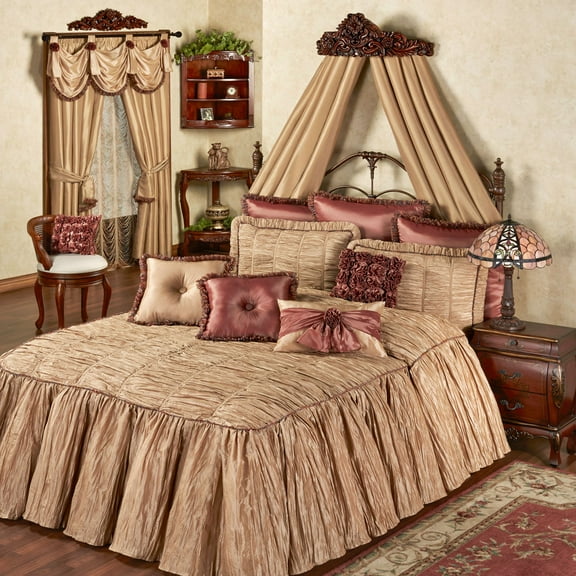 Majesty Golden Honey Grande Oversized Shirred Bedding Bedspread Grande Full