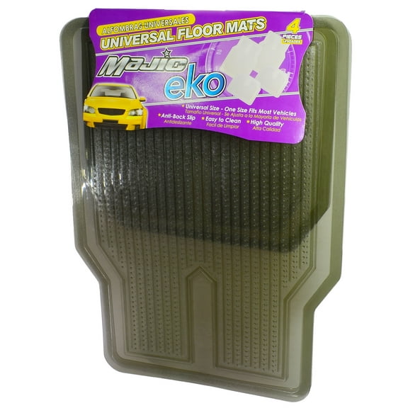 Majic Eko 4-Piece Set Universal Fit Car / Truck / SUV / Van Floor Mats, SMOKE