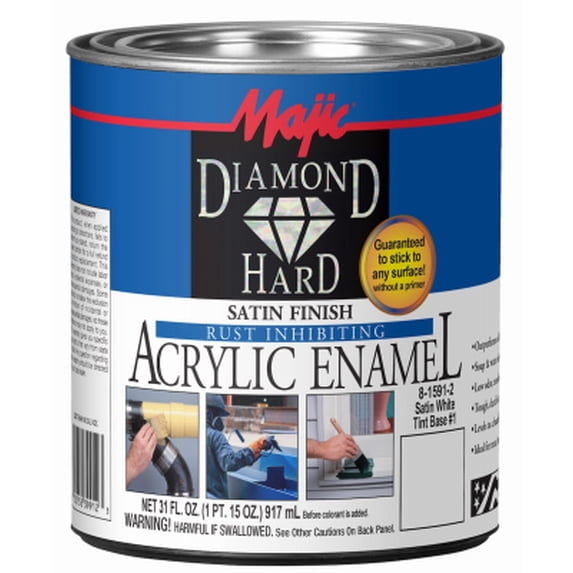 Majic Paints 8-1591-2 1 Quart Satin White TB No. 1 Diamondhard Acrylic Enamel