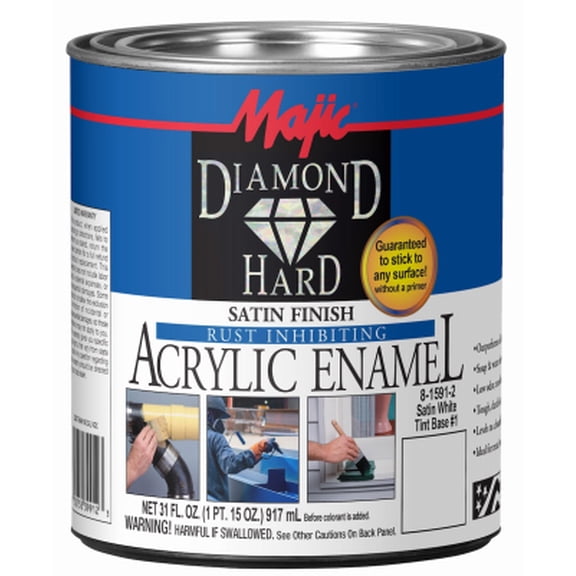 Majic Paints 8-1591-2 1 Quart Satin White TB No. 1 Diamondhard Acrylic Enamel