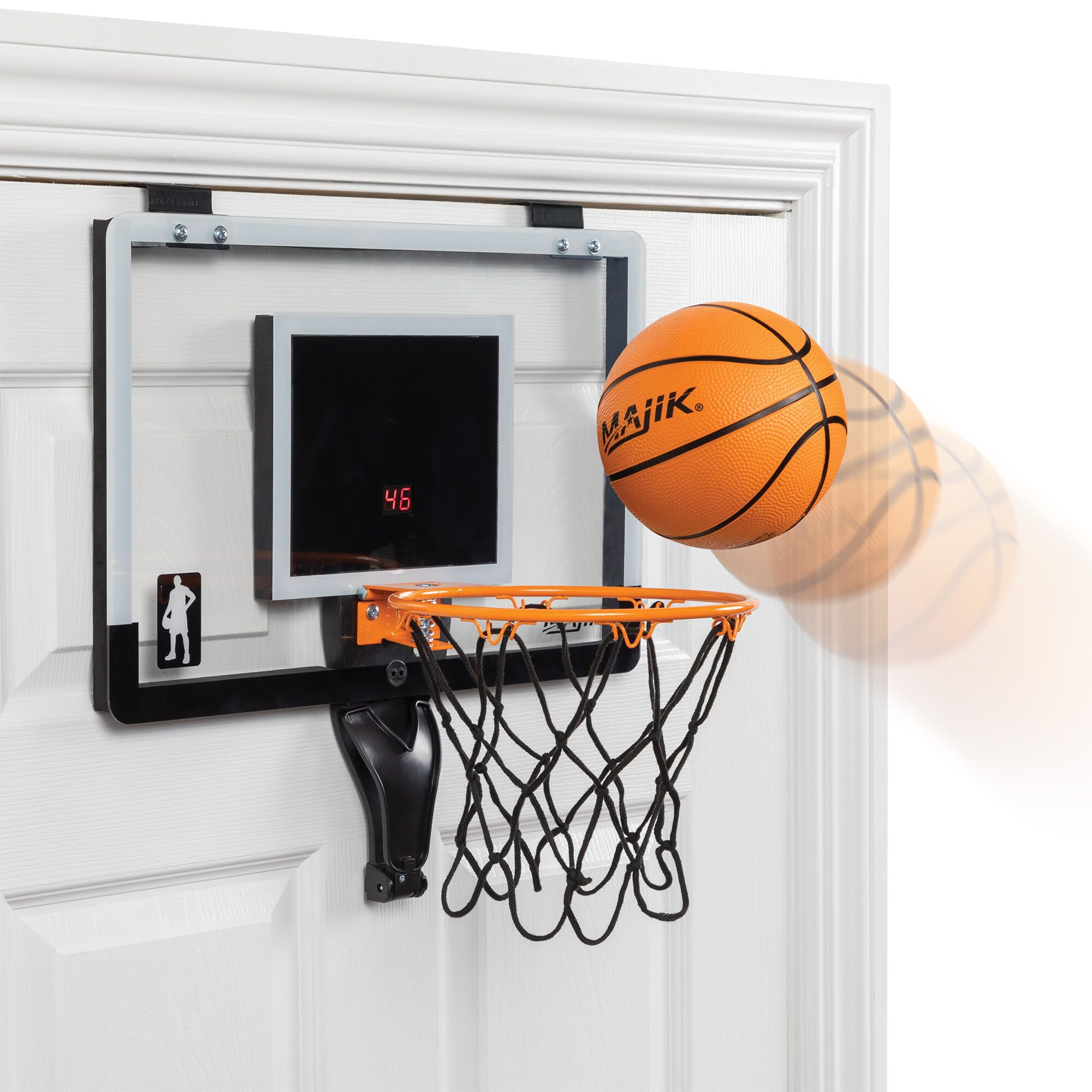 Majik Buzzer Beater Basketball Pro Style Backboard and Breakaway Rim Hangs on Door