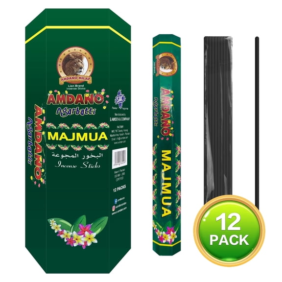 12-Pack Majmua Incense Sticks, Warm Floral Woody Blend, Hand-Dipped Aromatherapy for Home Relaxation Yoga Meditation