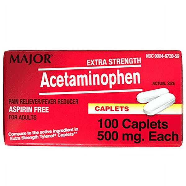 Major Acetaminophen 500mg Caplets, Compare to active ingredient in