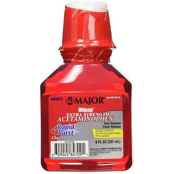 Major Adult Rapid Burst Cherry Extra Strength Acetaminophen 8 oz (Pack of 2)