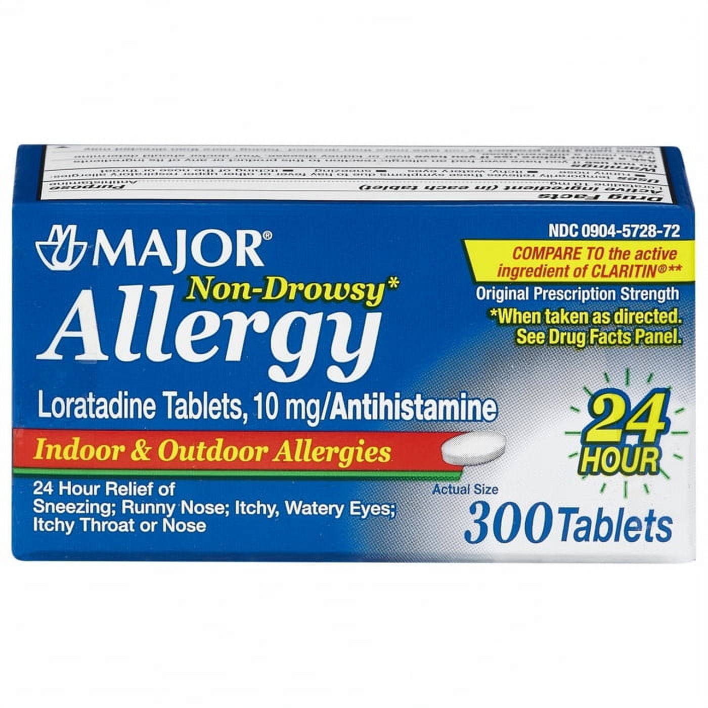 Major Allergy Loratadine 10mg, 300 Tablets 1 Count (Pack of 1)