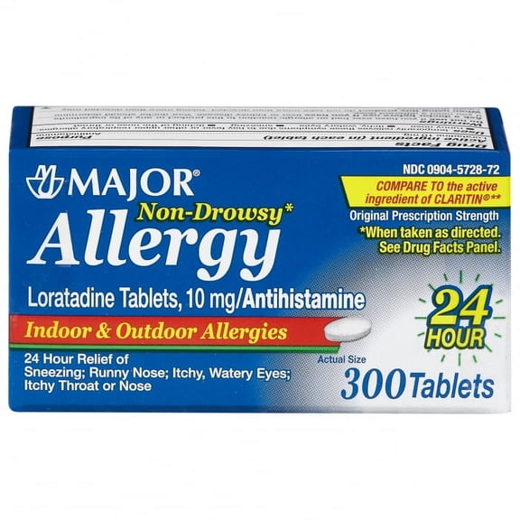 Major Allergy Loratadine 10mg, 300 Tablets 1 Count (Pack of 1)