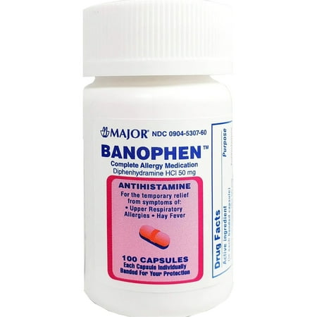 Major Allergy Relief Diphenhydramine HCl Capsule, 100 per Bottle