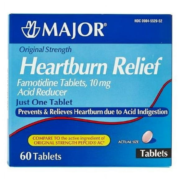 Major Antacid Heartburn Relief 10 mg Strength Tablet 60 per Box - EACH