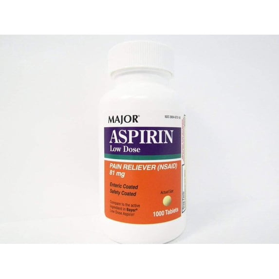 Major Aspirin Low Dose Pain Reliever 81mg - 1000 Tablets