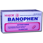 Major Banophen 25 mg. Minitabs 100 ct. Pack of 2