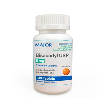 Major Bisacodyl Enteric Coated Tablets, 5 mg, 100 Count