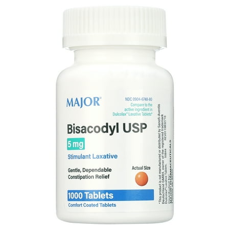 Major Bisacodyl Generic for Stimulant Laxative Coated Tablets, 5 mg, 1000 Count