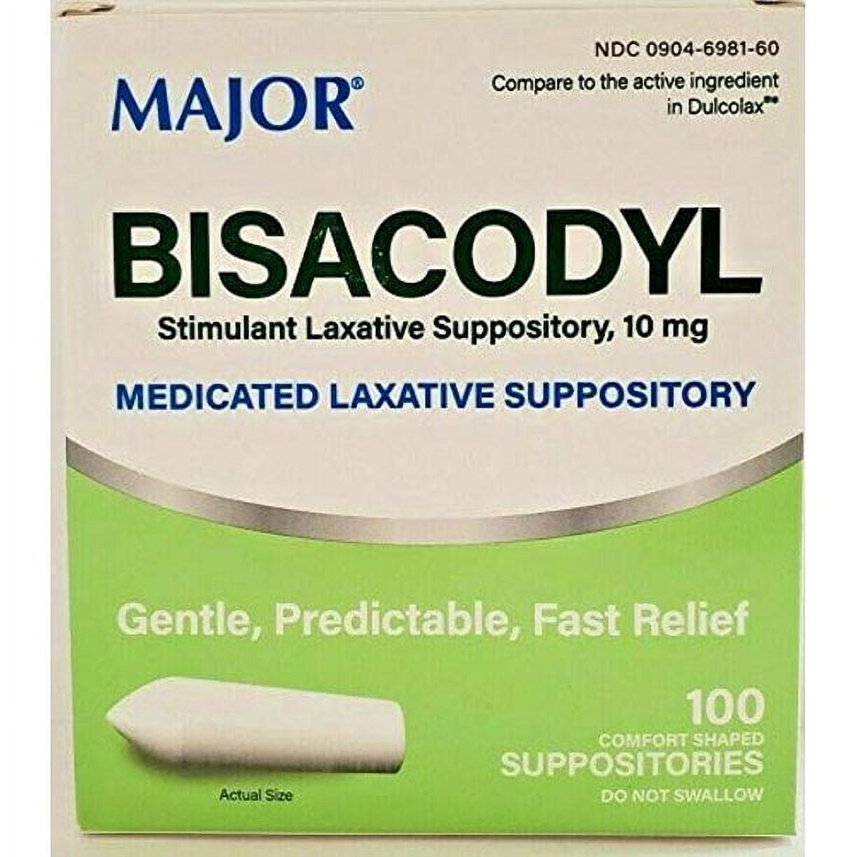 Major Bisacodyl Laxative 10mg, 100ct Suppositories 