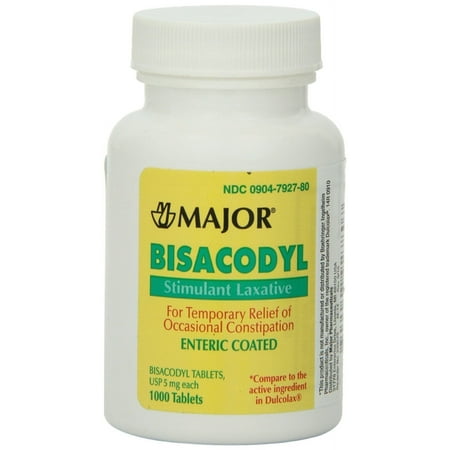 Major Bisacodyl Stimulant Laxative Relief Constipation, 1000ct, 3-Pack