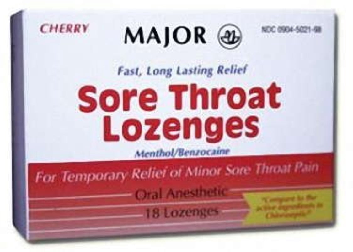 Major Cherry Sore Throat Lozenges, 18 Count