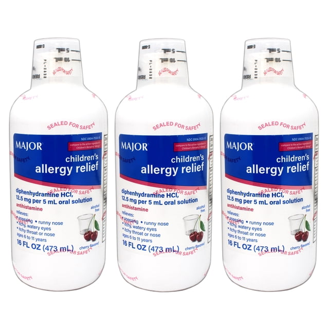 Major Children's Allergy Relief Diphenhydramine HCI 12.5mg/5 mL Oral ...