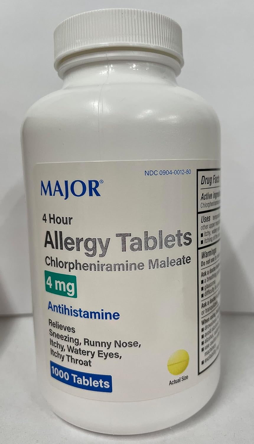 Major Chlorpheniramine Maleate Allergy Tablets, 4 mg, 1000 Count