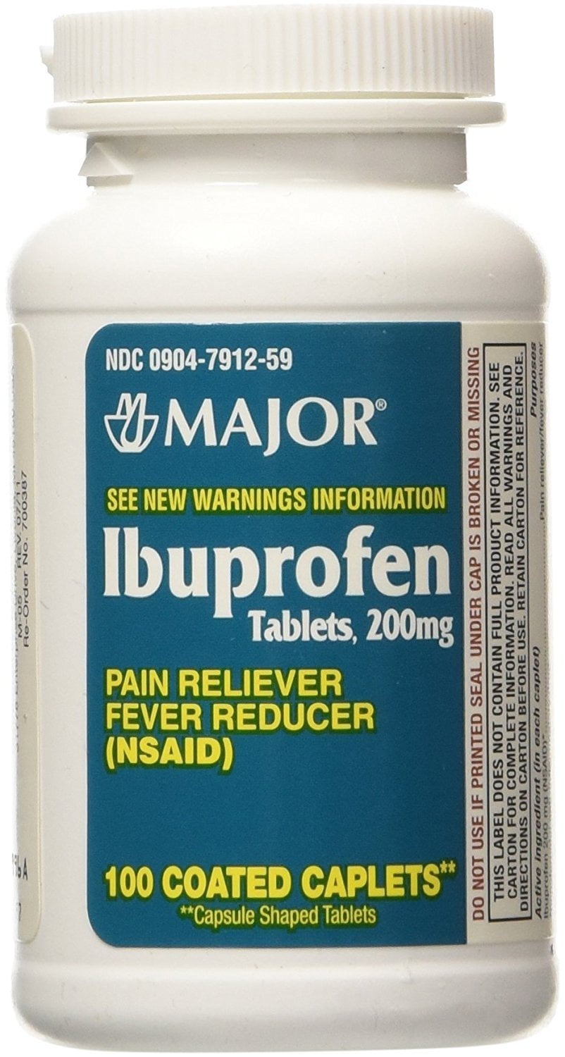 Major Coated Ibuprofen Caplets, 200 mg, 100 Count
