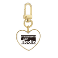 thumbnail image 1 of Major Communication And Media Black Gold Heart Keychain Metal Keyring Holder, 1 of 3