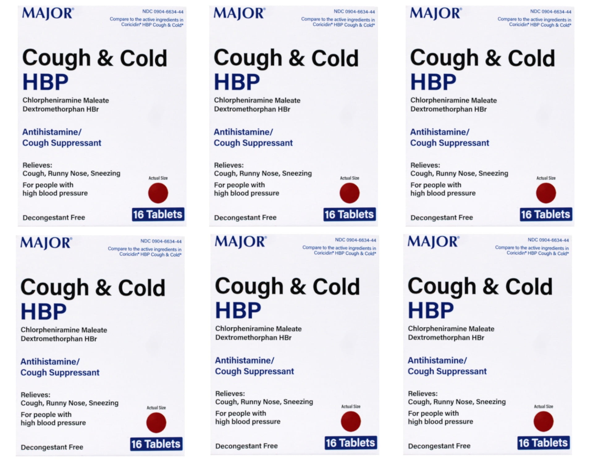 Major Cough & Cold HBP Antihistamine Suppressant Tablets for People