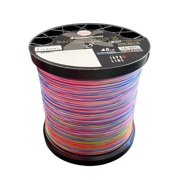 Major Craft Dangan Braid X8 Multi Color 8-Strand Braided Line 3280yd 30 lb