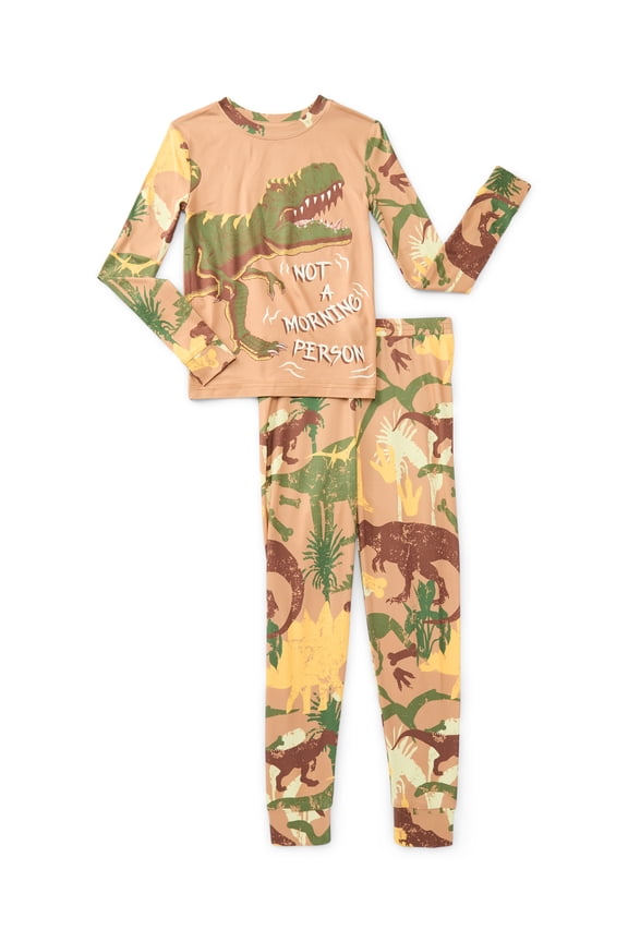 Boys Long Sleeve Top and Pants Snug Fit Pajama Sleep Set, 2-Piece, Sizes 4-12