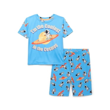 Major Cuddles Boys Short Sleeve Top and Fitted Shorts Pajama Sleep Set, 2-Piece, Sizes 4-12