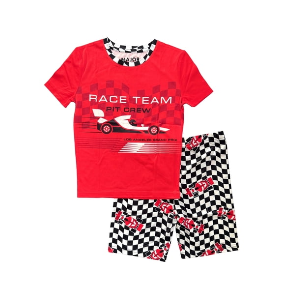 Major Cuddles Boys' Short Sleeve Top with Shorts, Snug Fit 2-Piece Pajama Sleep Set, Sizes 4-12