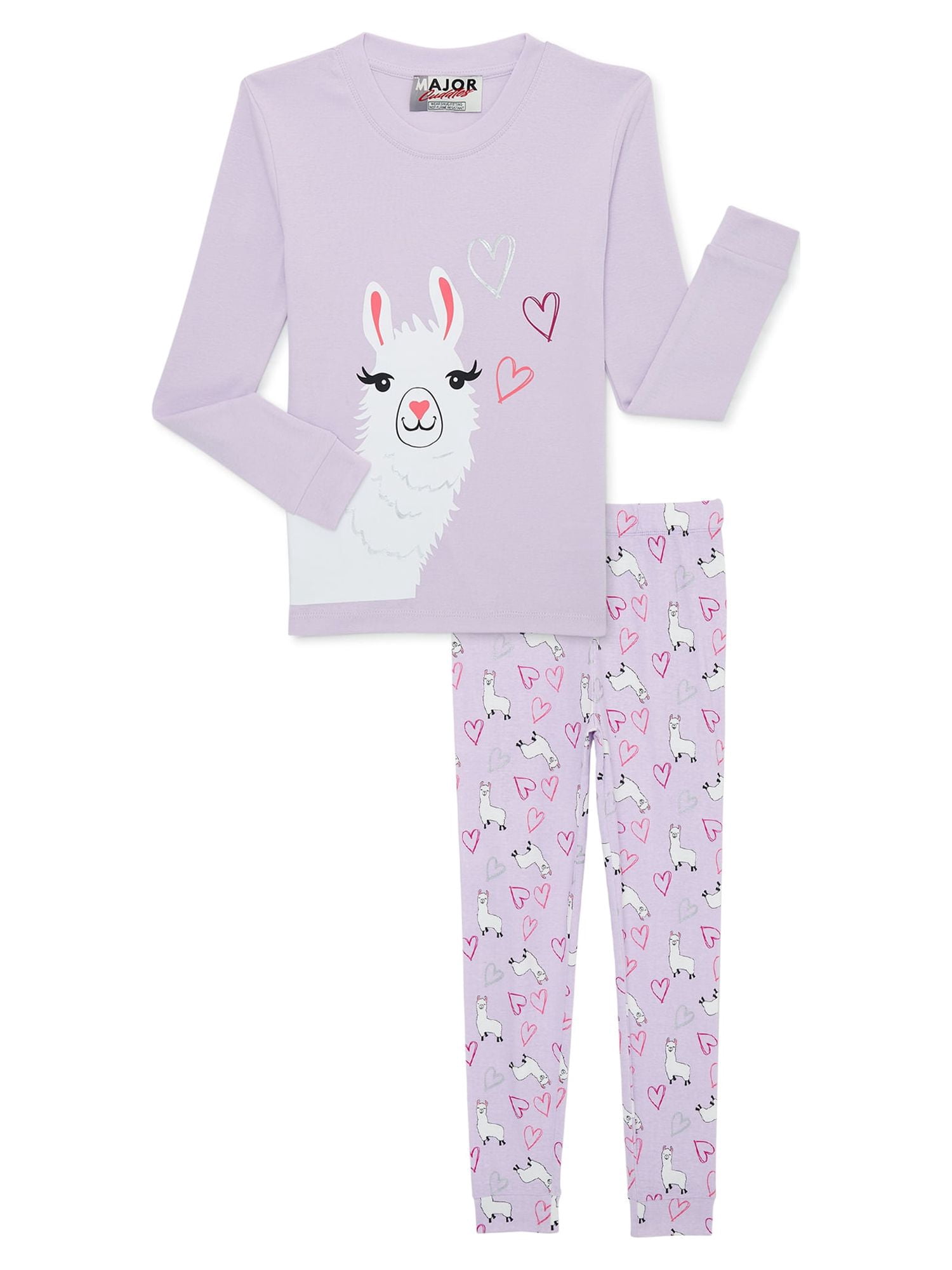 Girls Long Sleeve Top and Pants Pajama Sleep Set, 2-Piece, Sizes 4-12