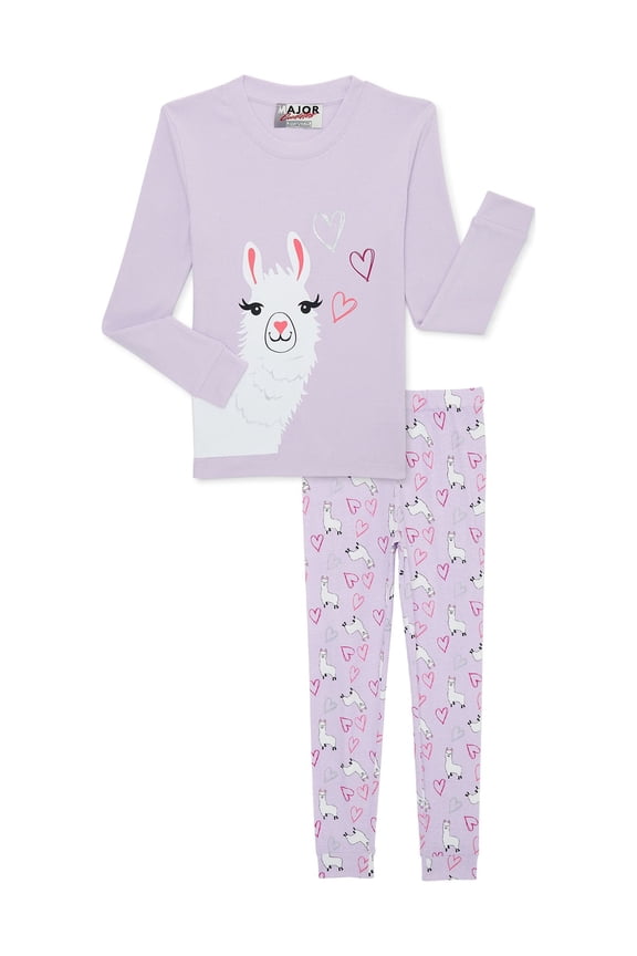 Girls Long Sleeve Top and Pants Pajama Sleep Set, 2-Piece, Sizes 4-12