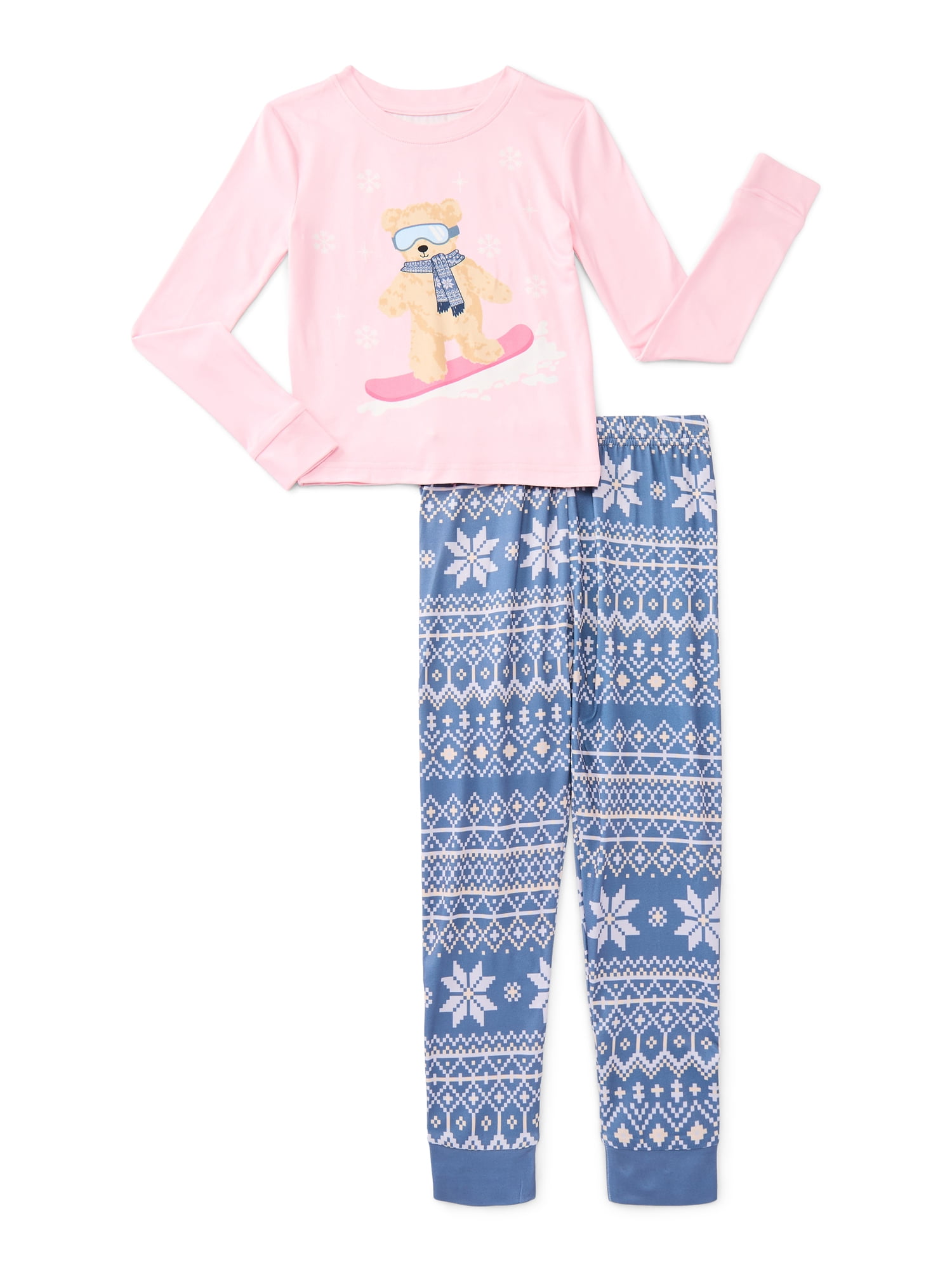 Major Cuddles Girls Long Sleeve Top and Pants Snug Fit Pajama Sleep Set, 2-Piece, Sizes 4-12