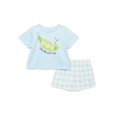 Major Cuddles Girls Short Sleeve Top and Loose Shorts Pajama Sleep Set, 2-Piece, Sizes 4-12